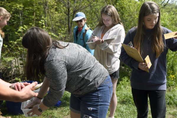 GARDINER, ME - APRIL 18 Gardiner Area High School students weigh, measure, determine the gender and scale Wednesday May 18, 2022 of alewife captured in Cobbossee Stream in Gardiner. (Staff photo by Andy Molloy/Staff Photographer)